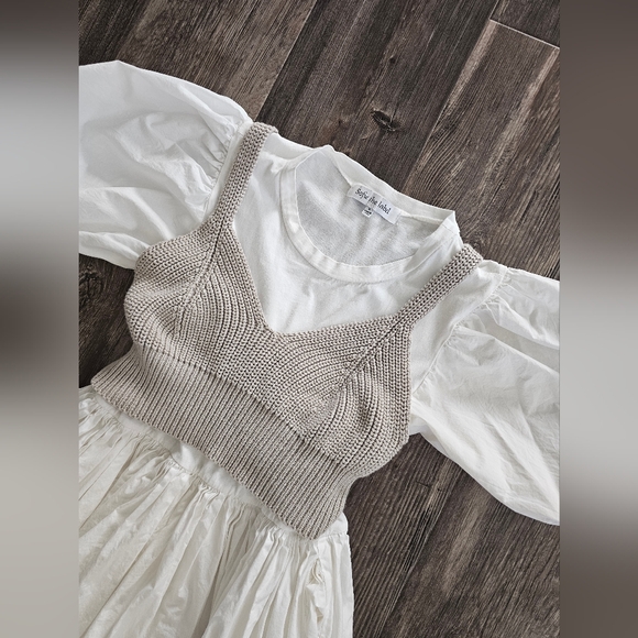 Sofie The Label White Poplin Dress With Knit Vest - Picture 4 of 4